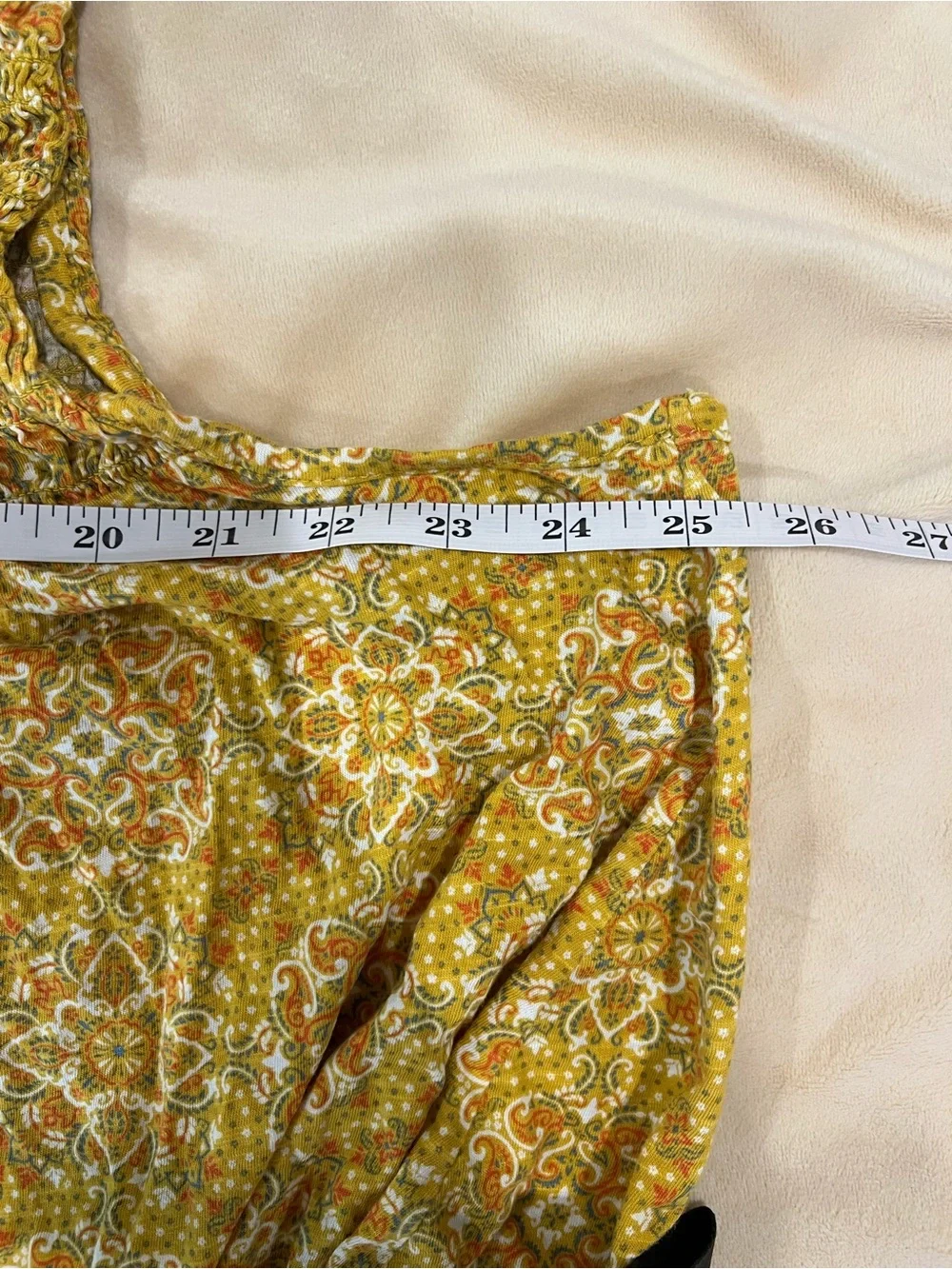 Cato Mustard Floral Tie-Shoulder Smocked Tank